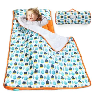 Toddler Nap Mat with Pillow and Blanket, Cot Nap Mats for Standard Daycare Preschool, Roll up Lightweight Portable Sleeping Bag for Kids, Super Soft Cozy, Pink Cloud, 52" x 23"
