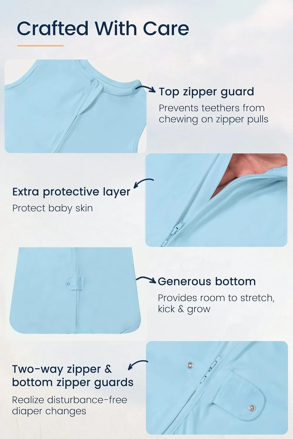 TotAha Light Sleep Sack 6-15 Months 0.5 TOG, Stretchy, Silky Sleeping Sacks, Buttery Soft Swaddle Transition Sleep Bag