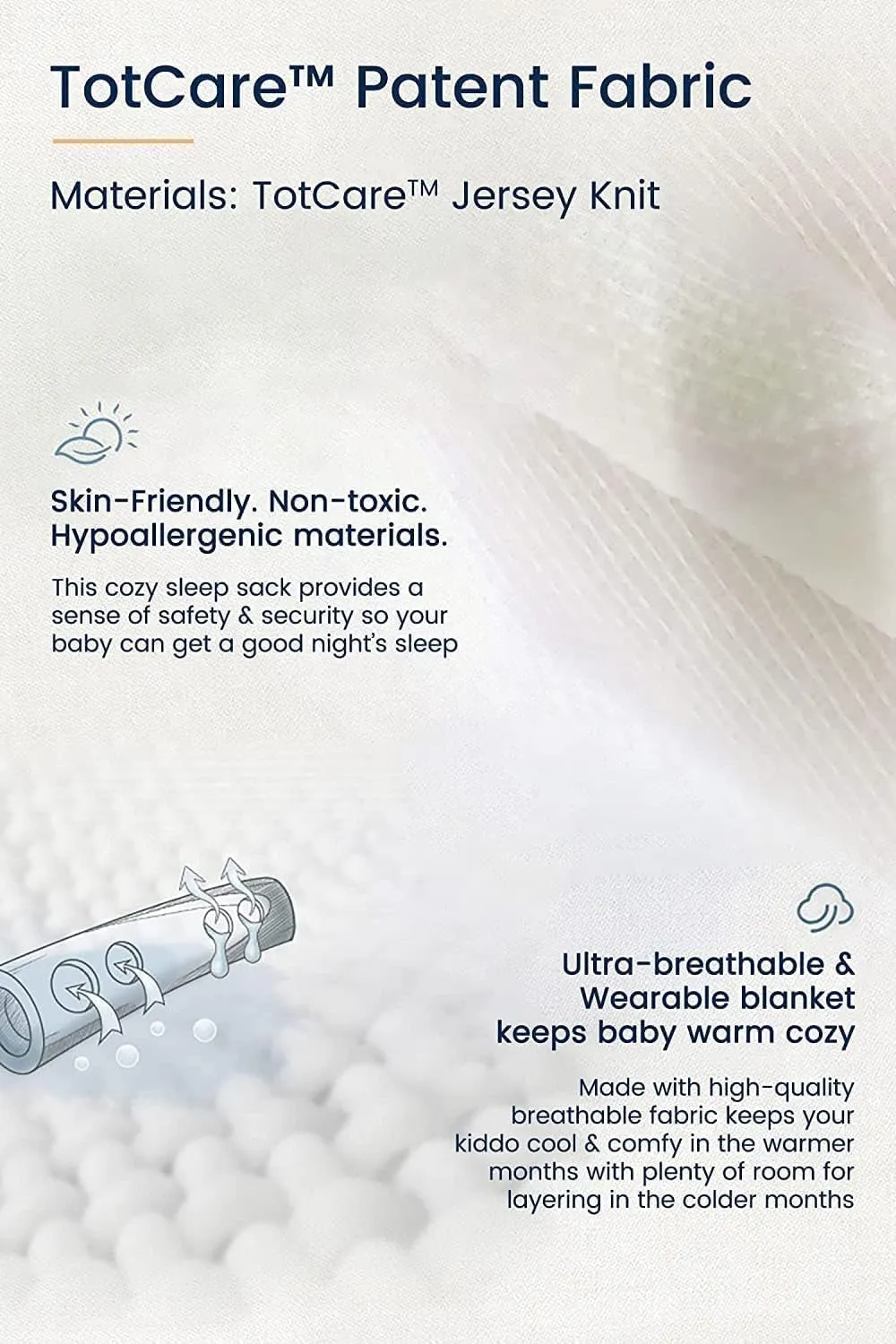 TotAha Light Sleep Sack 6-15 Months 0.5 TOG, Stretchy, Silky Sleeping Sacks, Buttery Soft Swaddle Transition Sleep Bag