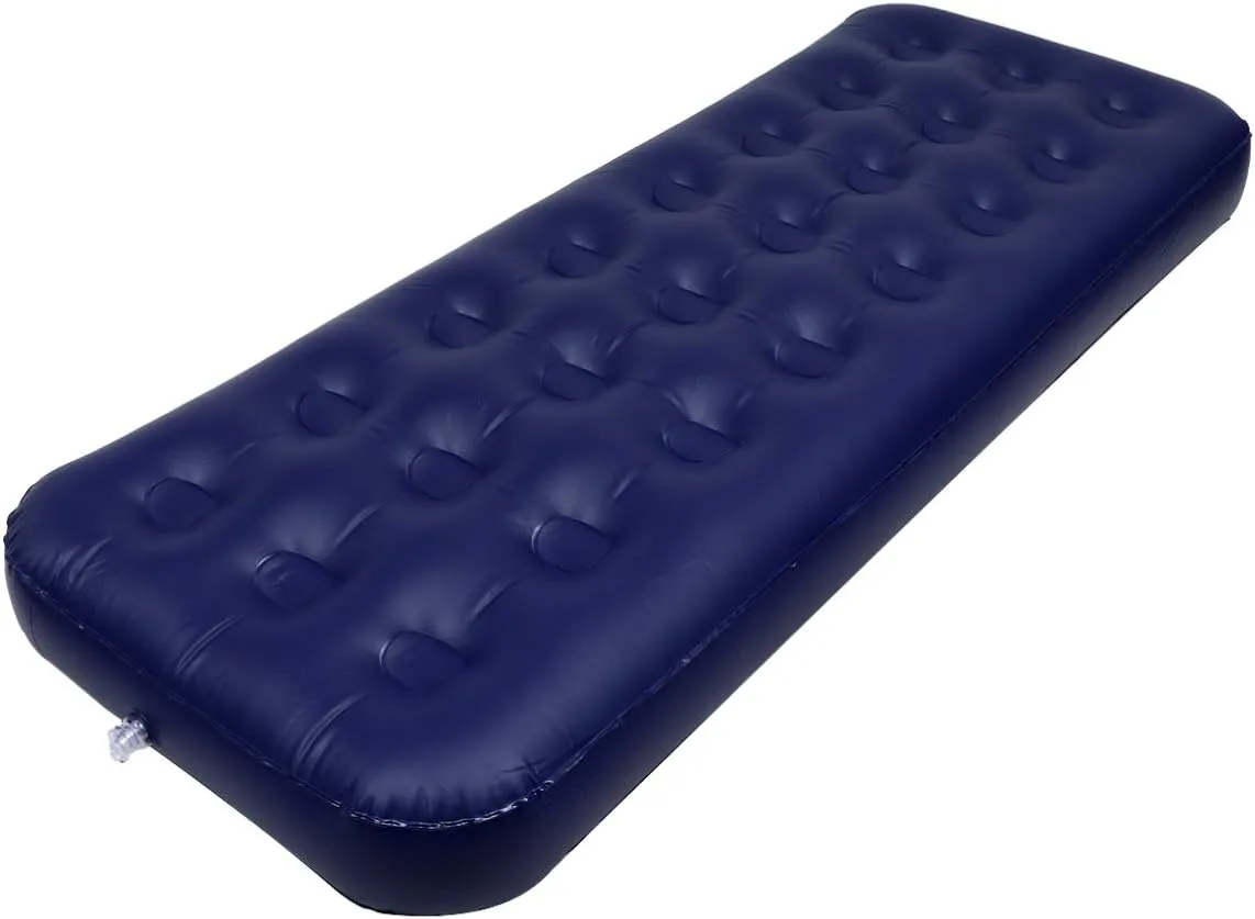 Totority 1pc Portable Inflatable Air Mattress Bed Flocking Beach Mat for Camping Lightweight Foldable Design Comfortable Single Bed Easy to Carry Leak Insulated