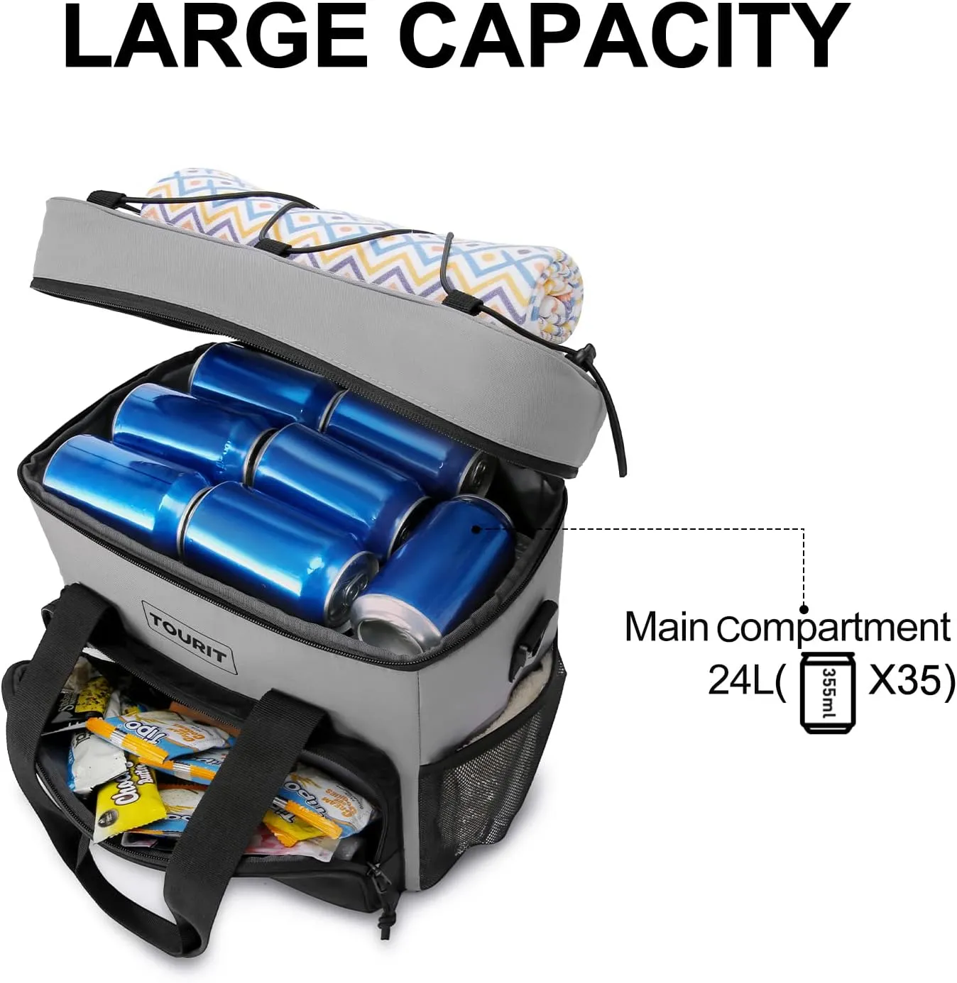 TOURIT Cooler Bag 24/35/46-Can Insulated Soft Cooler Portable Cooler Bag 14.6/24/32L Large Lunch Cooler for Picnic, Beach, Work, Trip