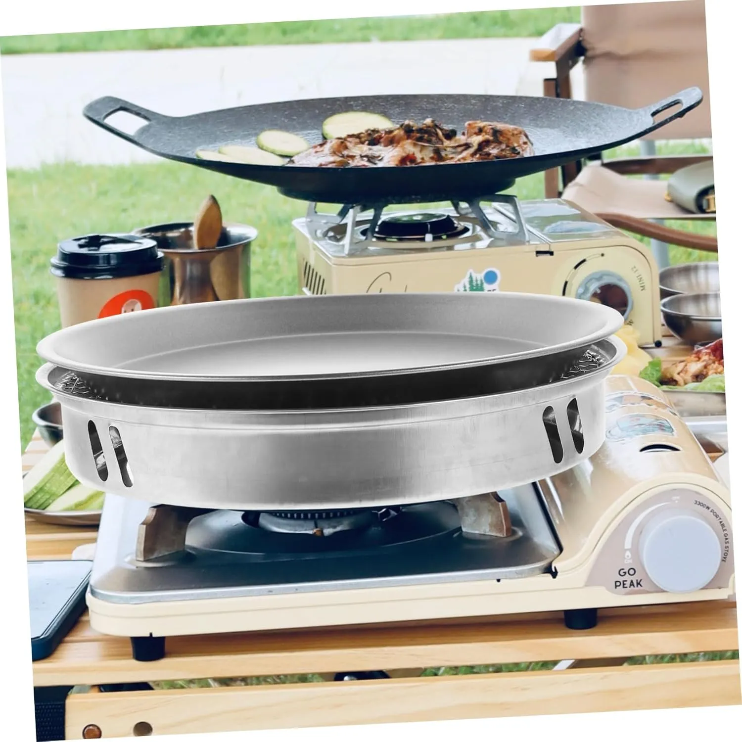 Toyvian Small Portable Grill Rack Outdoor Barbecue Grill Stainless Steel BBQ Stove for Camping Random Color