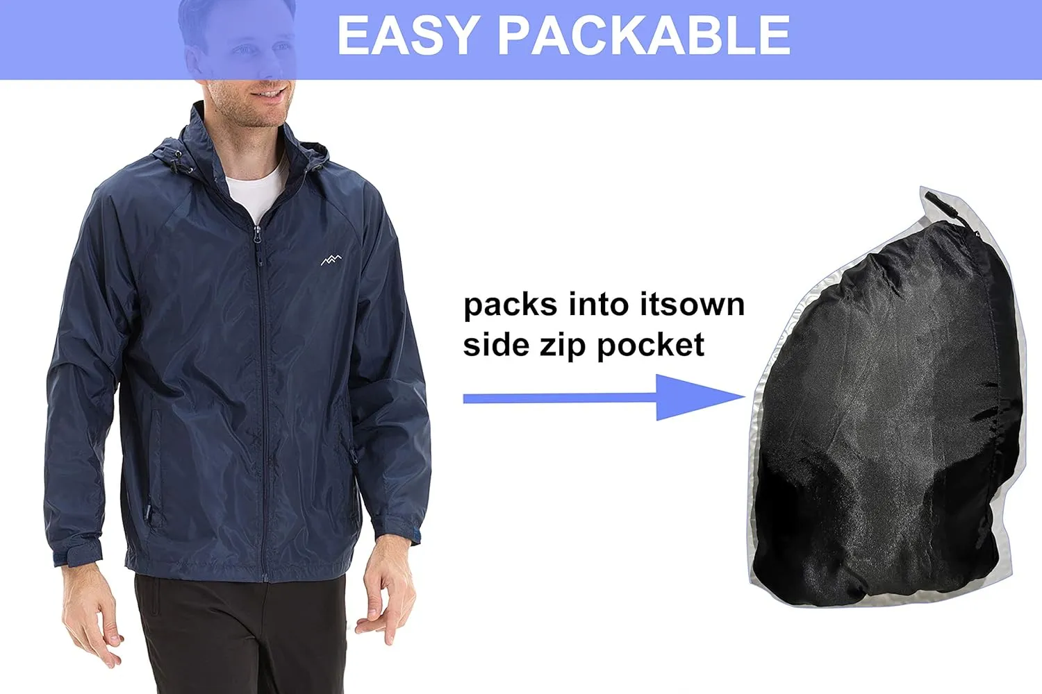 TRAILSIDE SUPPLY CO. Mens Windbreaker Jackets Lightweight Packable Jacket,Windproof and Dustproof