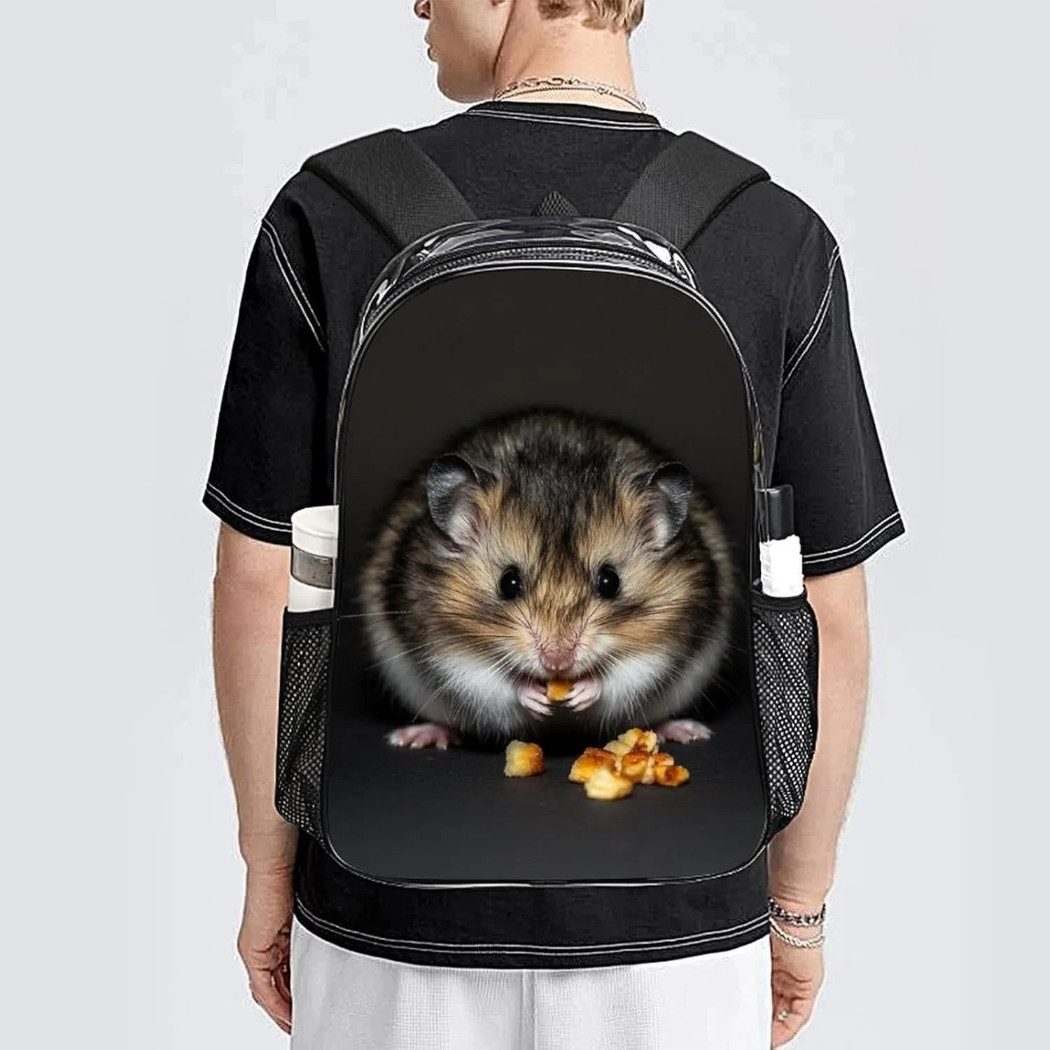 Transparent Daypack for Hiking Work Running - Big Capacity Anti-Theft Multipurpose Shoulder Bag, Good Luck Hamster Travel and Sport Backpack Rucksack