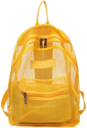 Transparent Mesh Backpack Heavy Duty Semi-See Through Stadium Approved Student Backpack with Reinforced Straps (01#Yellow)