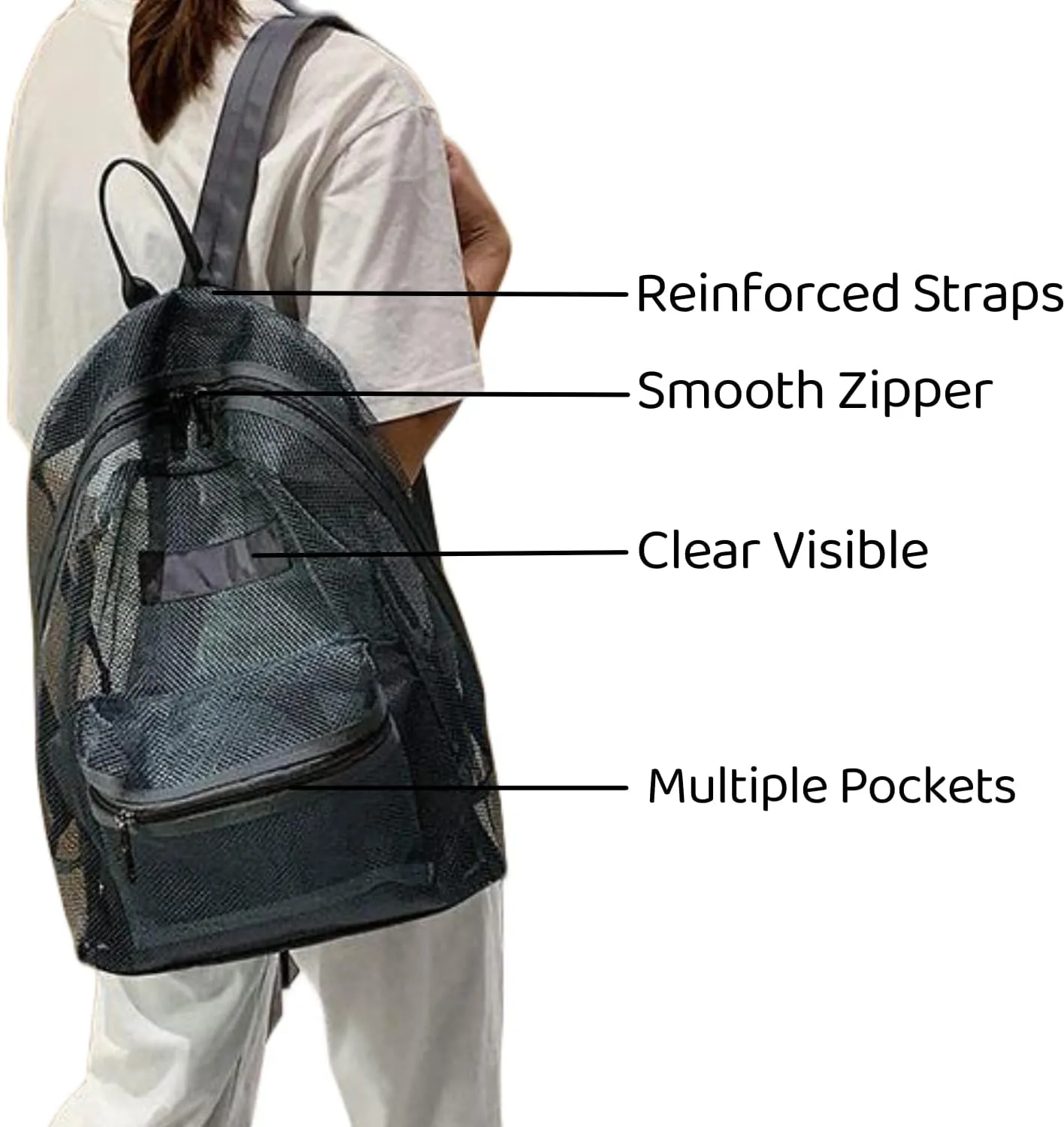 Transparent Mesh Backpack Heavy Duty Semi-See Through Stadium Approved Student Backpack with Reinforced Straps (01#Yellow)