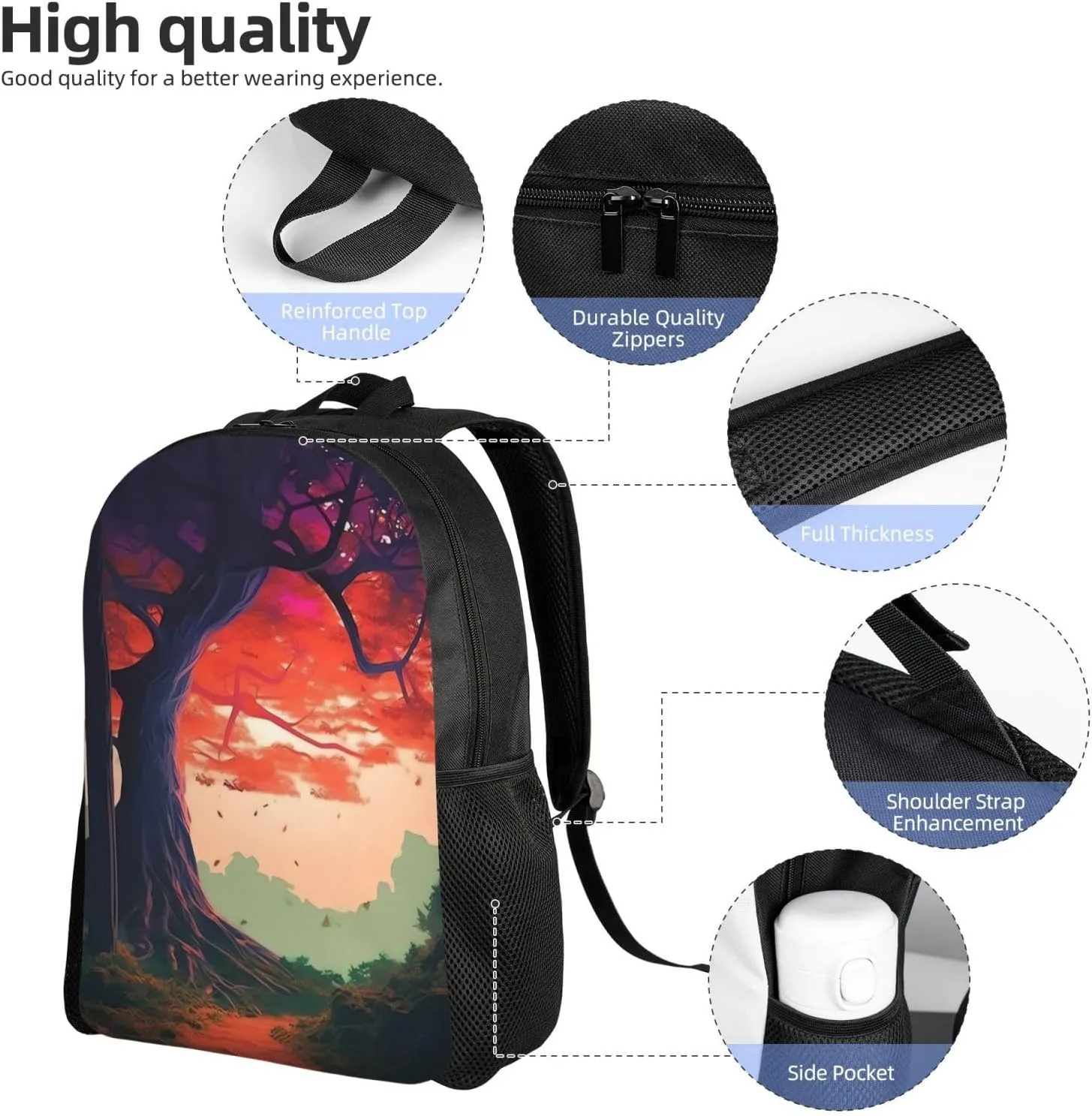 Travel Backpack for Women Men Carry On Backpack Waterproof 15.6inch Laptop Backpack A beautiful tree