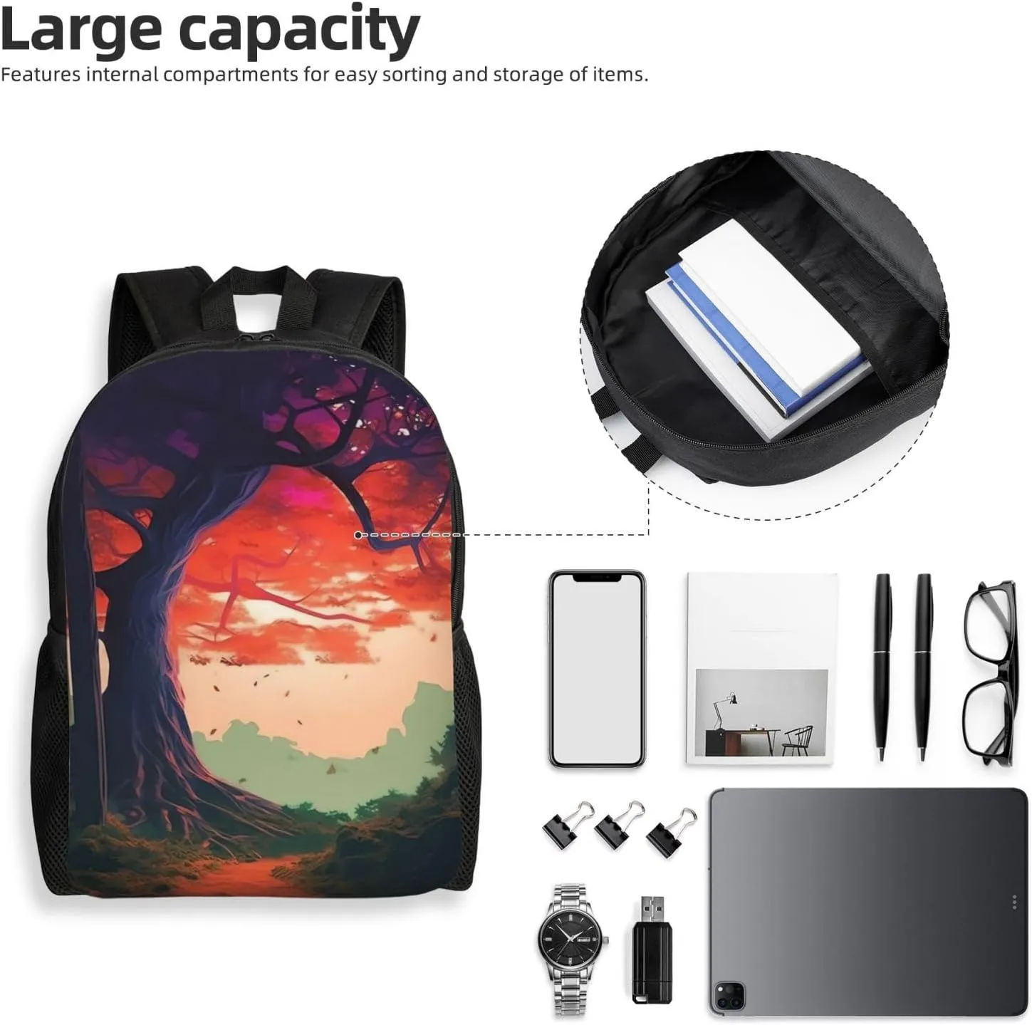 Travel Backpack for Women Men Carry On Backpack Waterproof 15.6inch Laptop Backpack A beautiful tree