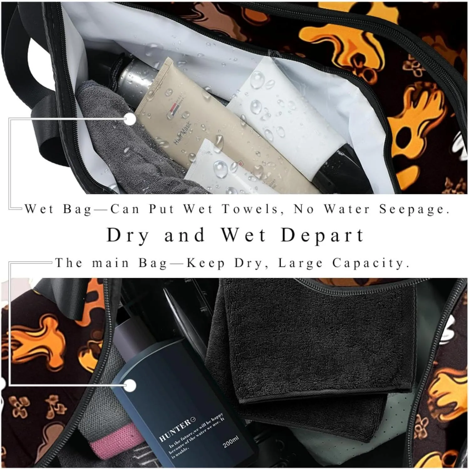 Travel Bag,Mens Gym Bag,Womens Gym Bag,Bones and Paw Print,Sports Bag