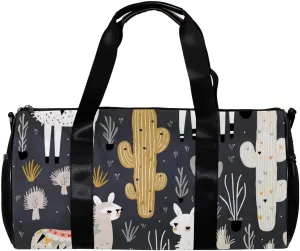 Travel Bag,Mens Gym Bag,Womens Gym Bag,Cactus Alpaca Llama Print,Sports Bag
