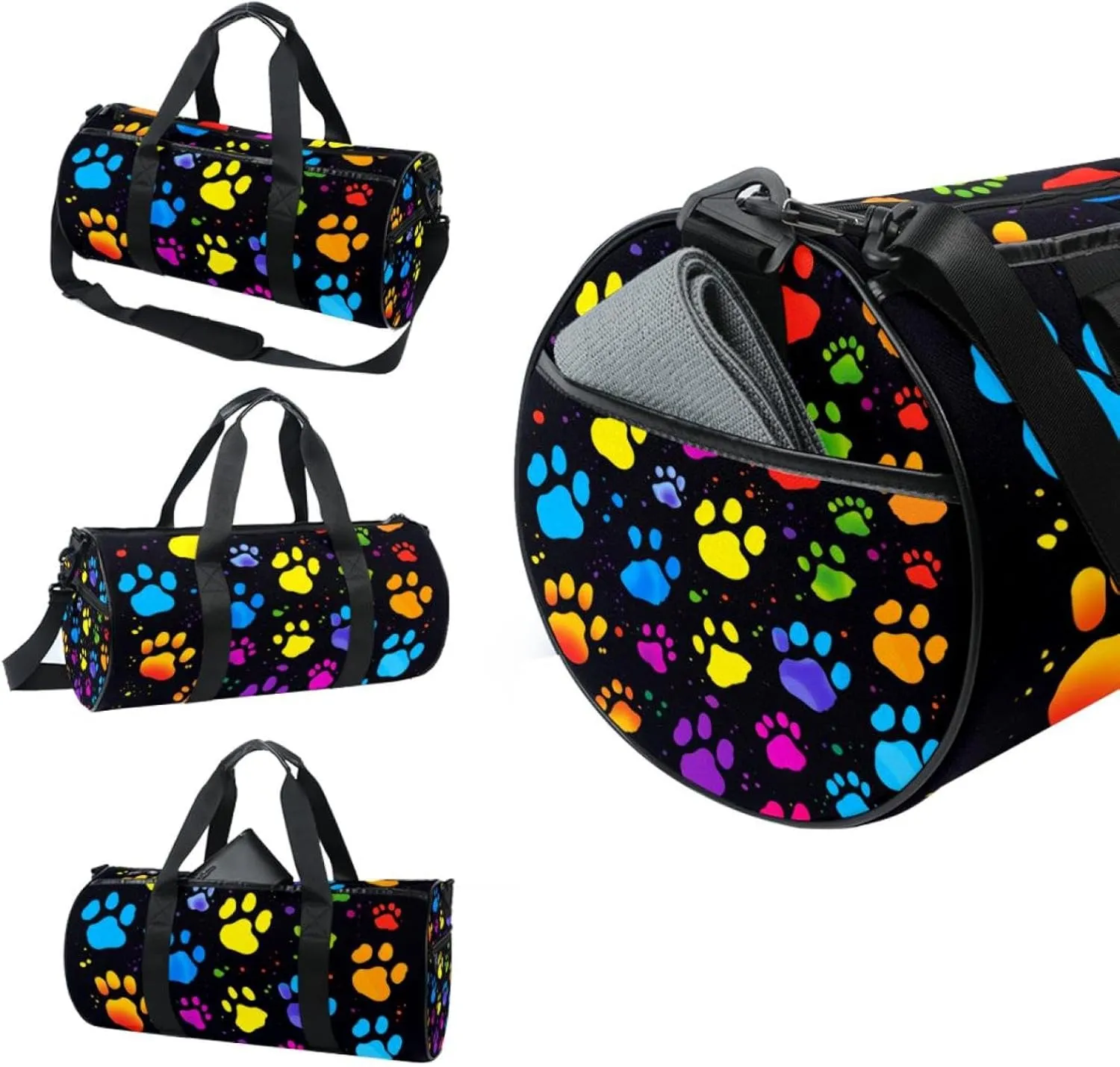 Travel Bag,Mens Gym Bag,Womens Gym Bag,Colorful Dog Paw Print,Sports Bag