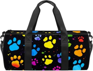 Travel Bag,Mens Gym Bag,Womens Gym Bag,Colorful Dog Paw Print,Sports Bag