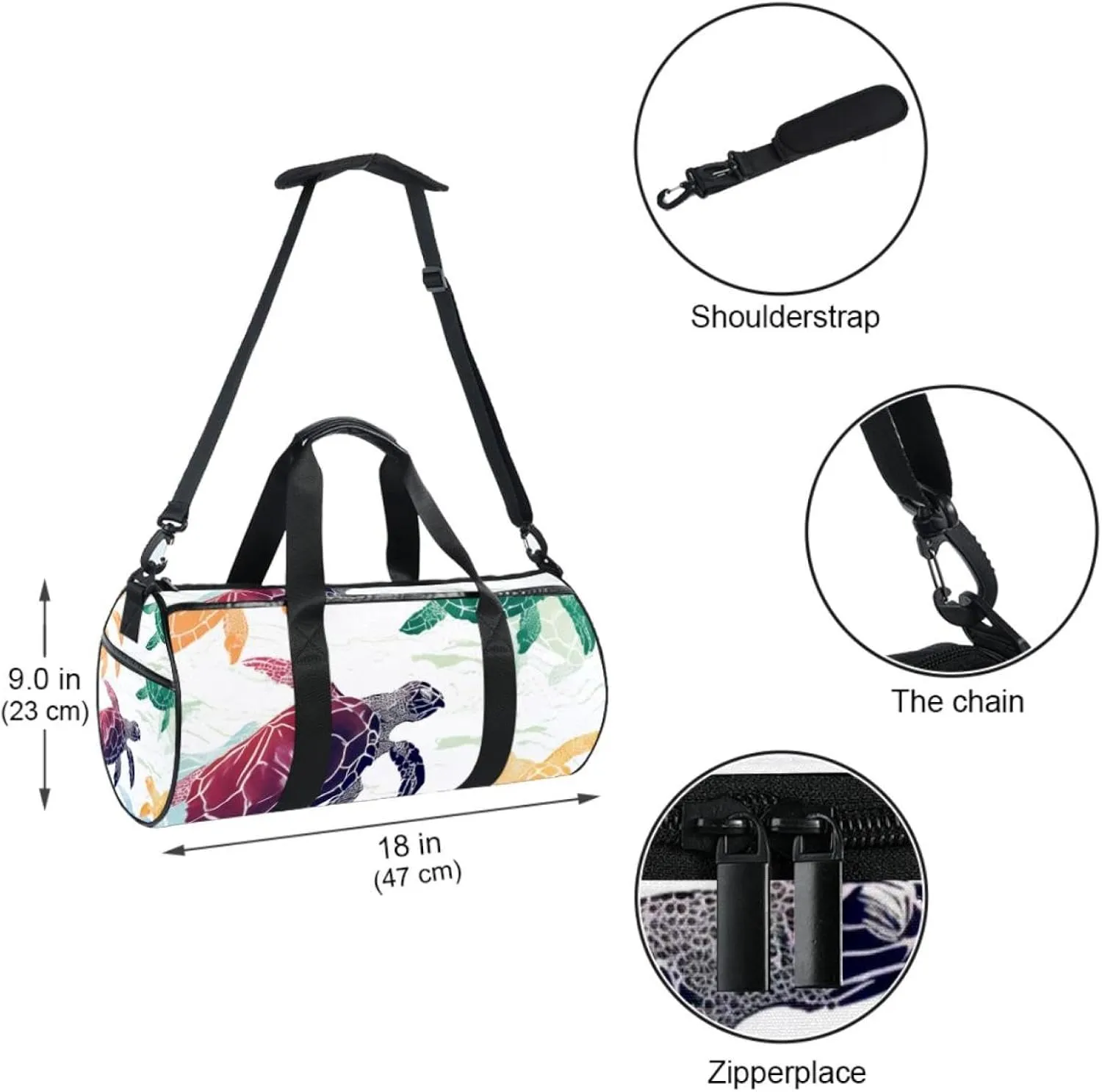 Travel Bag,Mens Gym Bag,Womens Gym Bag,Colorful Sea Turtle,Sports Bag