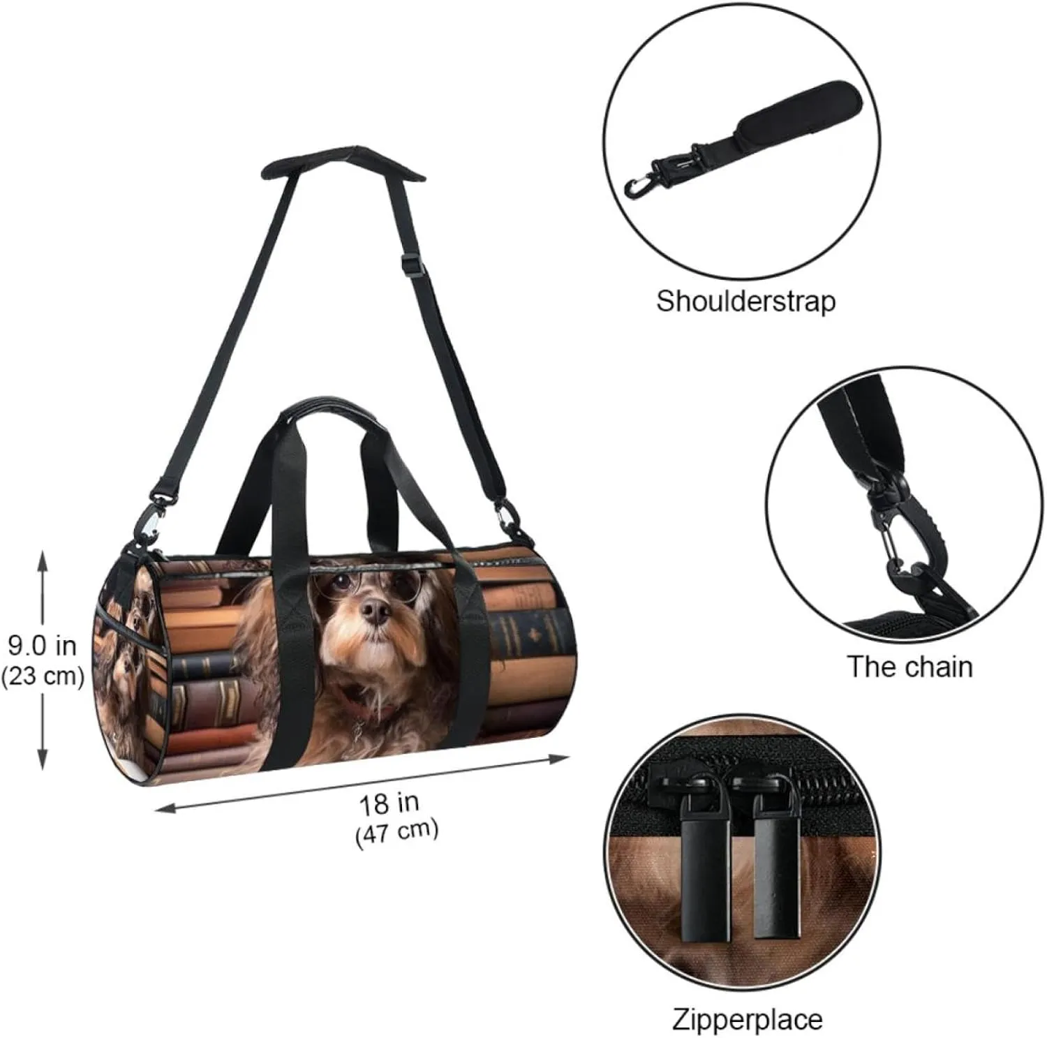 Travel Bag,Mens Gym Bag,Womens Gym Bag,Dog Reading,Sports Bag