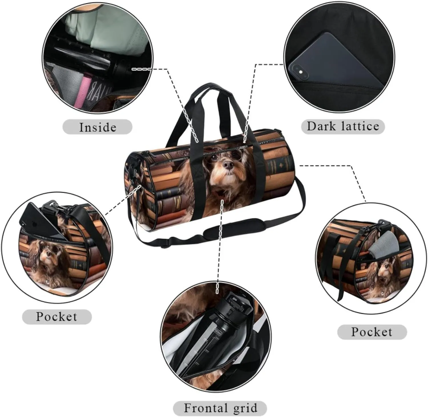 Travel Bag,Mens Gym Bag,Womens Gym Bag,Dog Reading,Sports Bag