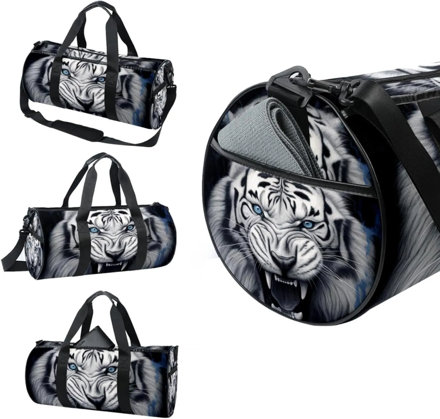 Travel Bag,Mens Gym Bag,Womens Gym Bag,Scary Tiger Portrait,Sports Bag
