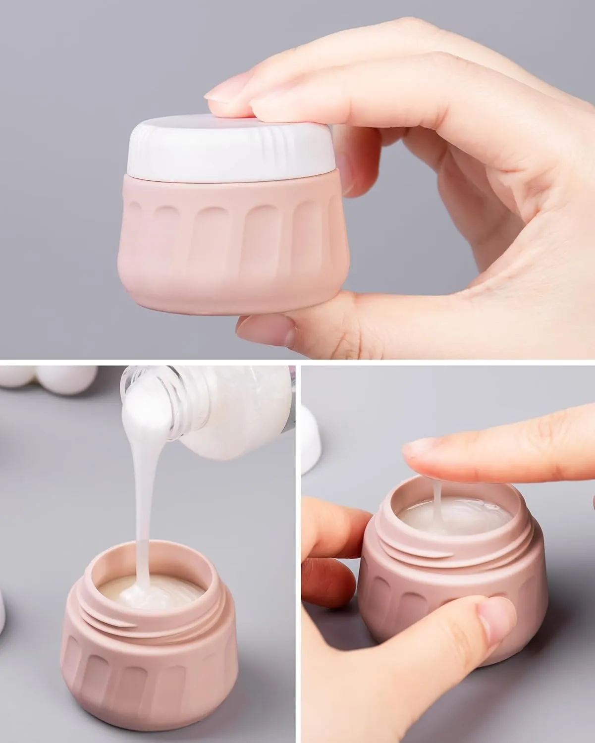 Travel Bottles for Toiletries 8 Pack, Travel Size Toiletries, Tsa Approved Travel Size Containers 3oz, with Travel Essentials Clear Bag, Leak Proof Silicone Squeezable Creams Jars