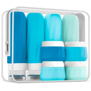 Travel Bottles for Toiletries, Travel Size Toiletries 10 Pack, Tsa Approved Travel Size Containers 3oz, with Travel Essentials Clear Bag, Leak Proof Silicone Squeezable Creams Jars