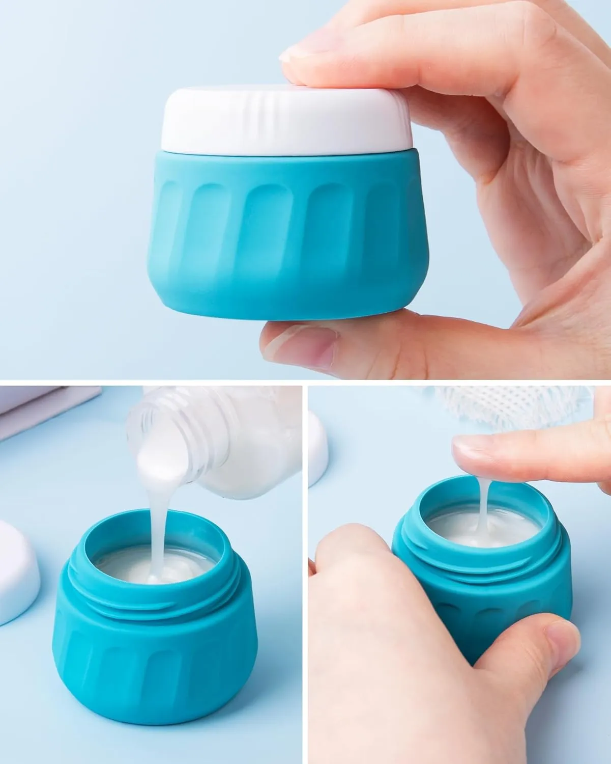 Travel Bottles for Toiletries, Travel Size Toiletries 10 Pack, Tsa Approved Travel Size Containers 3oz, with Travel Essentials Clear Bag, Leak Proof Silicone Squeezable Creams Jars