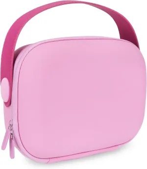 Travel Makeup Bag, Portable EVA Material Makeup Storage Bag with Hand Strap, Large Capacity Cosmetic Bag for Women, Essential Organizer for Makeup with Compartment (Pink)