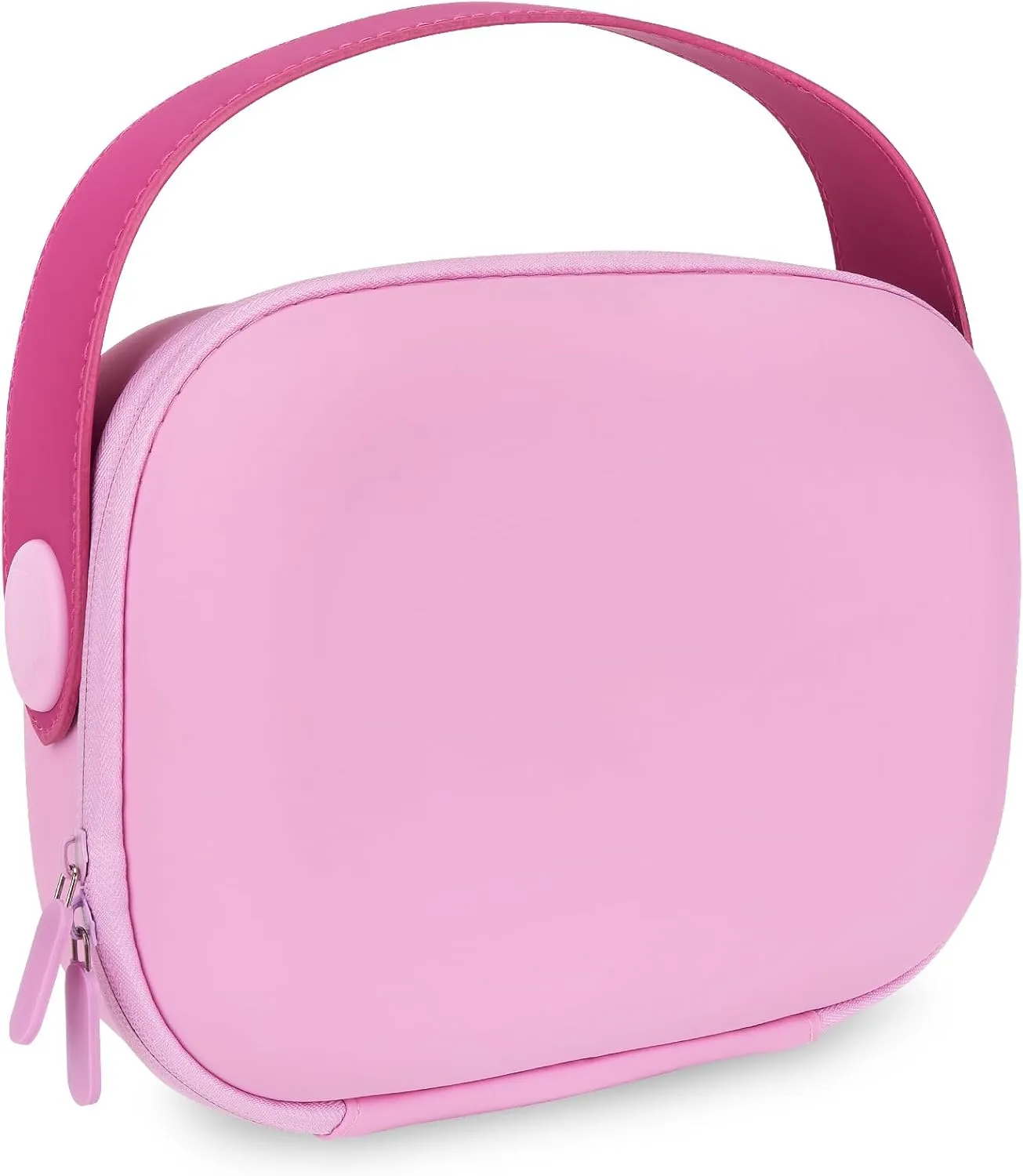 Travel Makeup Bag, Portable EVA Material Makeup Storage Bag with Hand Strap, Large Capacity Cosmetic Bag for Women, Essential Organizer for Makeup with Compartment (Pink)