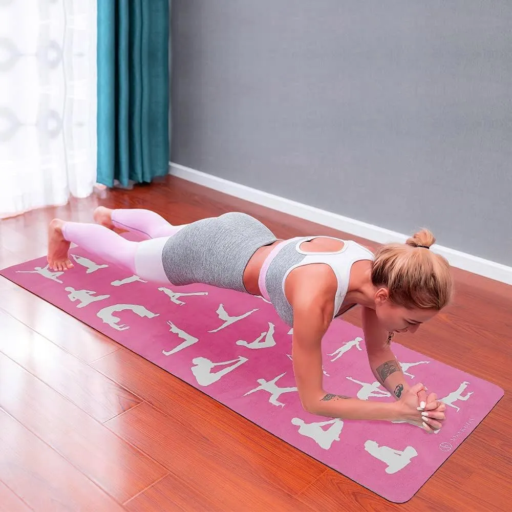 Travel Yoga Mat, Non Slip Exercise Suede Mat with Carry Bag, All-Purpose Fitness Mat with High Density Anti-Tear Surface for Women, Ideal for Pilates Workout (72'' x 26'' x 1.5mm Thick)
