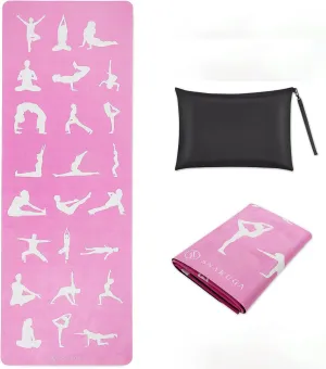 Travel Yoga Mat, Non Slip Exercise Suede Mat with Carry Bag, All-Purpose Fitness Mat with High Density Anti-Tear Surface for Women, Ideal for Pilates Workout (72'' x 26'' x 1.5mm Thick)