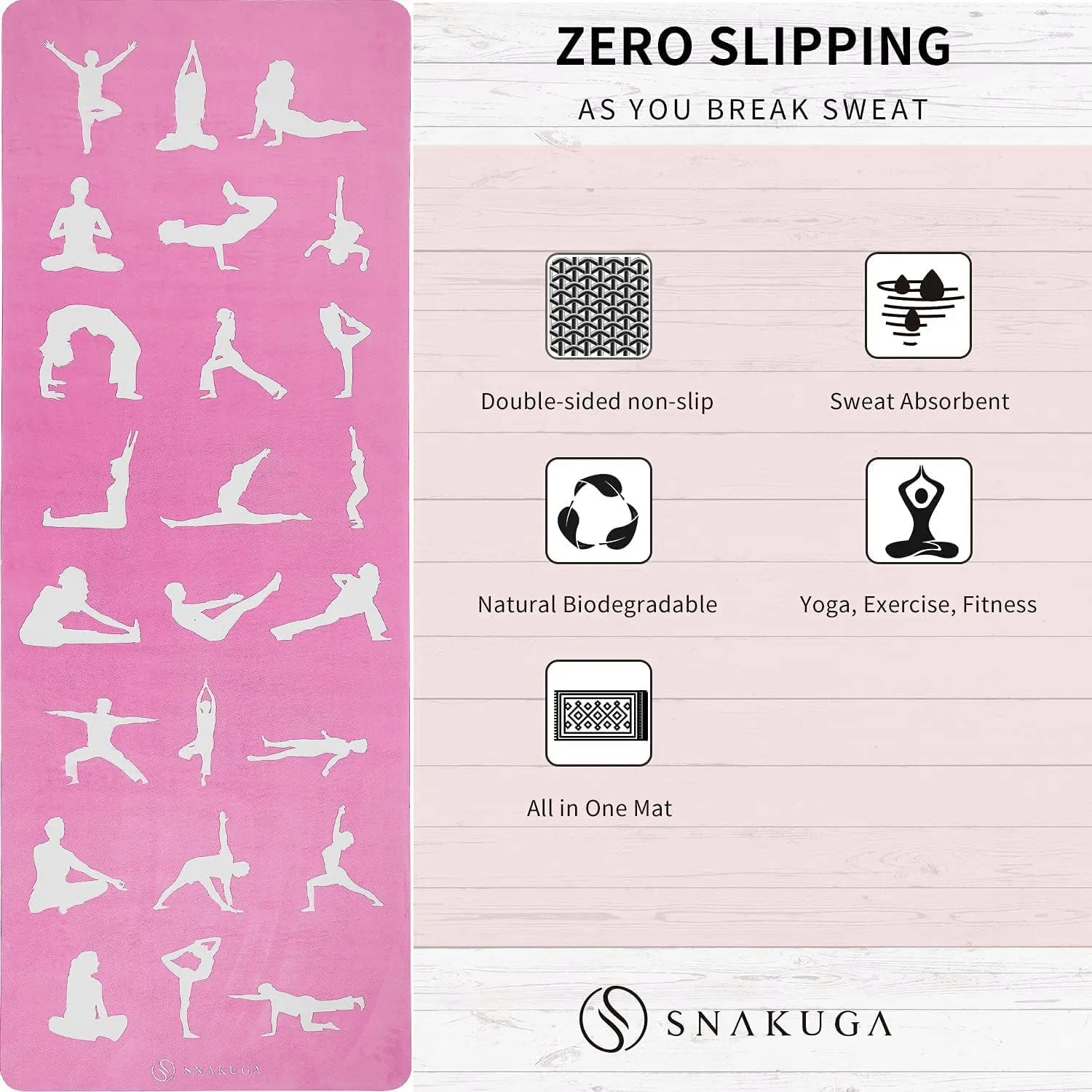 Travel Yoga Mat, Non Slip Exercise Suede Mat with Carry Bag, All-Purpose Fitness Mat with High Density Anti-Tear Surface for Women, Ideal for Pilates Workout (72'' x 26'' x 1.5mm Thick)