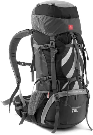 Trekking Rucksack, Hiking Backpack 70L,Mountaineering Backpack Waterproof with Rain Cover for Men Women,Travel Backpack for Camping Climbing Outdoor Sports High Capacity (Color : Black)