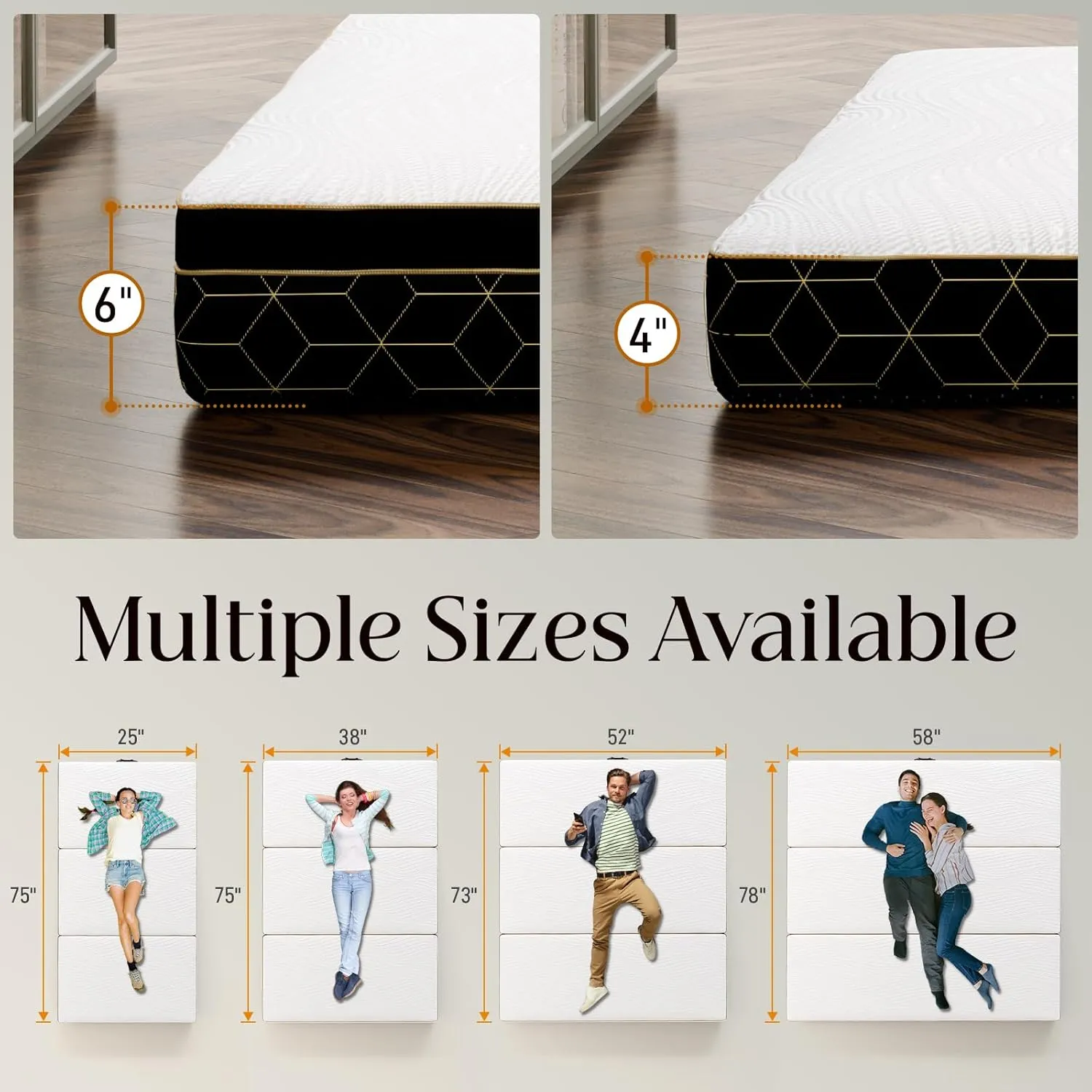 Tri-Fold Memory Foam Mattress Twin - 4 Inch Portable Folding Mattress with Handle & Washable Cover, Floor Bed with Non-Slip Base, Space-Saving for Kids Room, Travel, Guest Bed, Yoga, RV, 75"x38"x4"