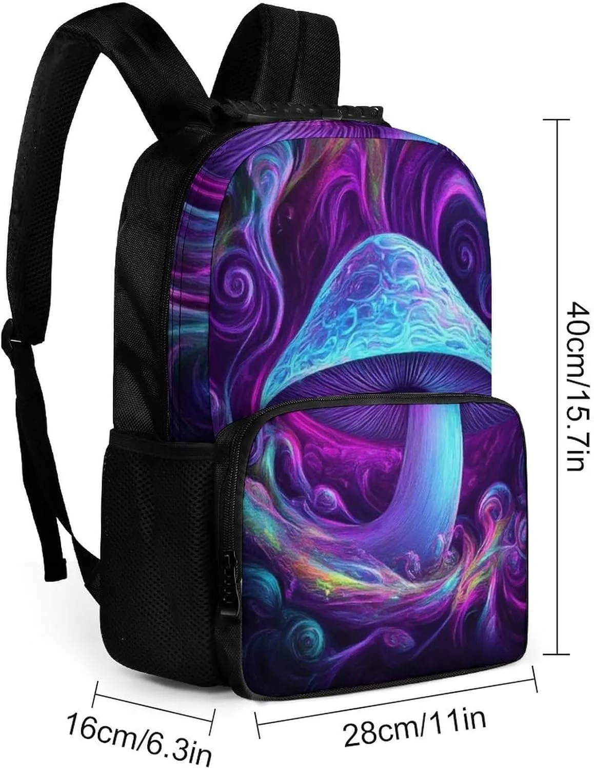 Trippy Mushrooms Purple Art Rucksacks Lightweight Multipurpose Anti-Theft Shoulder Bag Large Capacity Business Computer Bag With Smooth Zippers