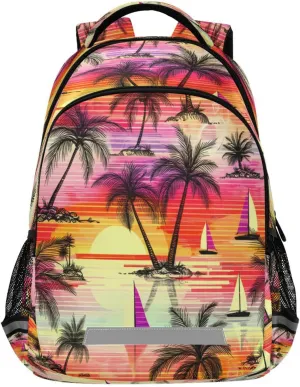 Tropical Palm Pattern Design Waterproof Backpack - Casual Outdoor Sports Daypack with Ergonomic Shoulder Straps#35