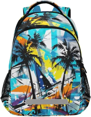 Tropical Palm Trees Design Waterproof Backpack - Casual Outdoor Sports Daypack with Ergonomic Shoulder Straps#851