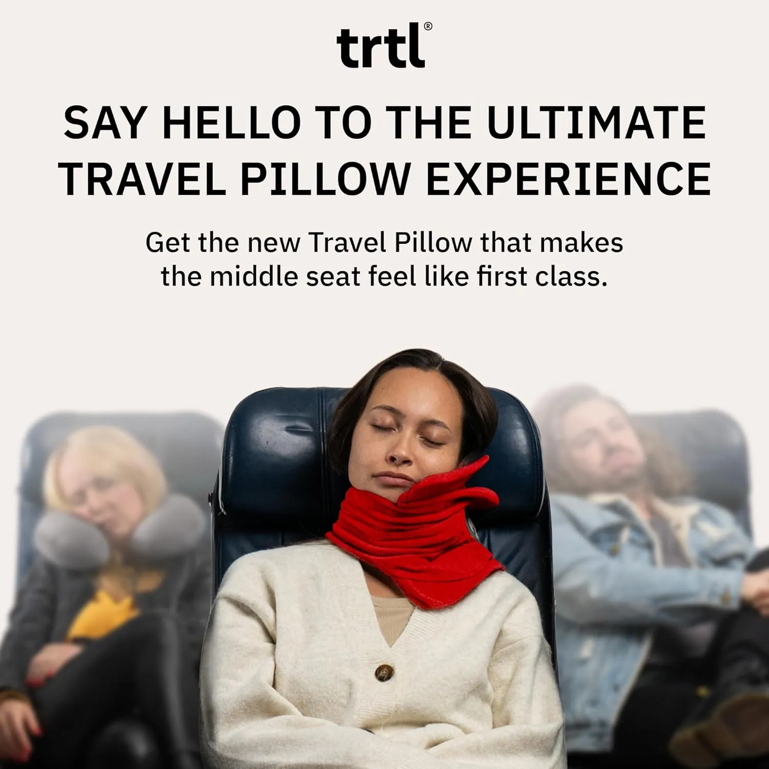 trtl Travel and Airplane Pillow - Real Sleeping Experience on Long Flights - Neck and Shoulder Support - Super-Soft, Lightweight, Easy-to-Carry, and Machine-Washable Flight Pillow - Red