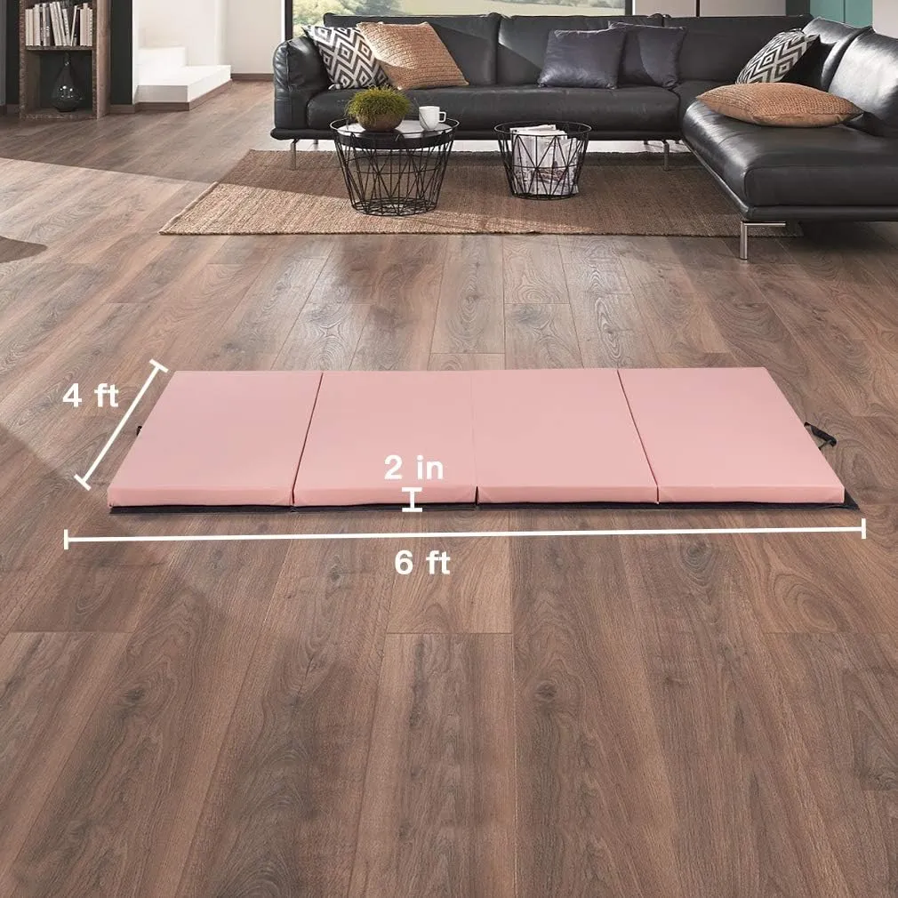 Tumbling Mats Gymnastics Tumbling Foldable Mats Foldable Yoga Mat Thick PU Leather Exercise Mat With Carrying Handles for home Workout outdoor Gymnastics Yoga Pilates