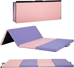Tumbling Mats Gymnastics Tumbling Foldable Mats Foldable Yoga Mat Thick PU Leather Exercise Mat With Carrying Handles for home Workout outdoor Gymnastics Yoga Pilates