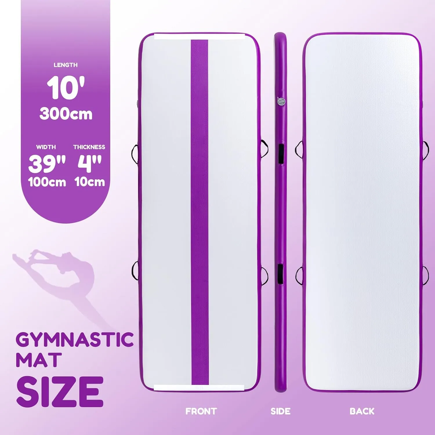 Tuxedo Sailor Inflatable Gymnastics Mat Foldable Air Training Track Mats 4 inches Thickness Gymnastics Tumbling Tracks for Home Gym/Yoga/Cheerleading with Electric Pump