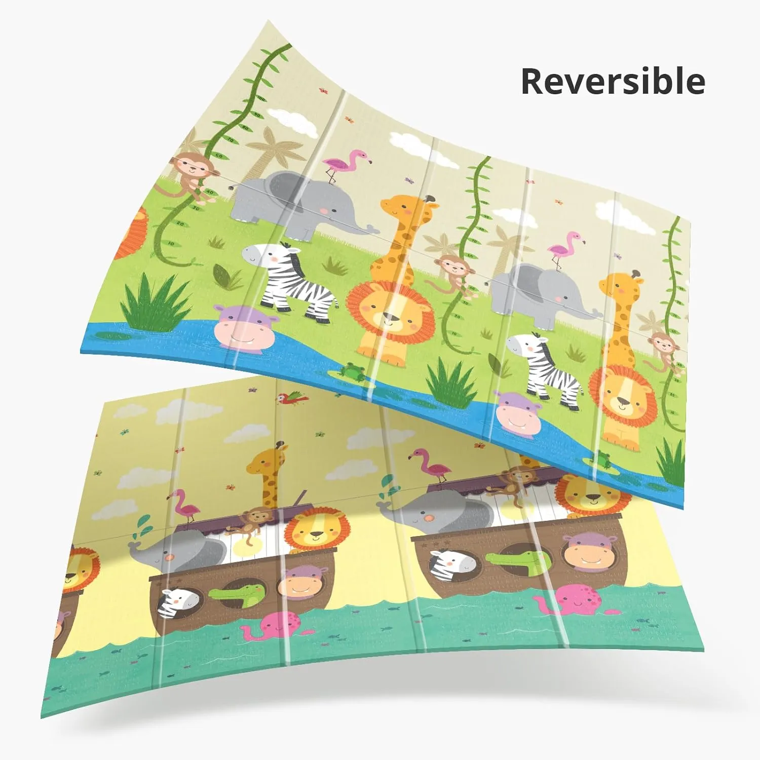 UANLAUO Play Mats for Babies and Toddlers, Baby Mat for Floor 59x59 Playpen Mat Extra Large Foldable Play Mats for Tummy Time, Waterproof and Anti-Slip Portable Foam PlayMat for Kids, Travel Bag