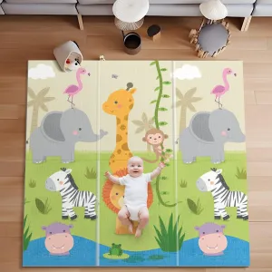 UANLAUO Play Mats for Babies and Toddlers, Baby Mat for Floor 59x59 Playpen Mat Extra Large Foldable Play Mats for Tummy Time, Waterproof and Anti-Slip Portable Foam PlayMat for Kids, Travel Bag