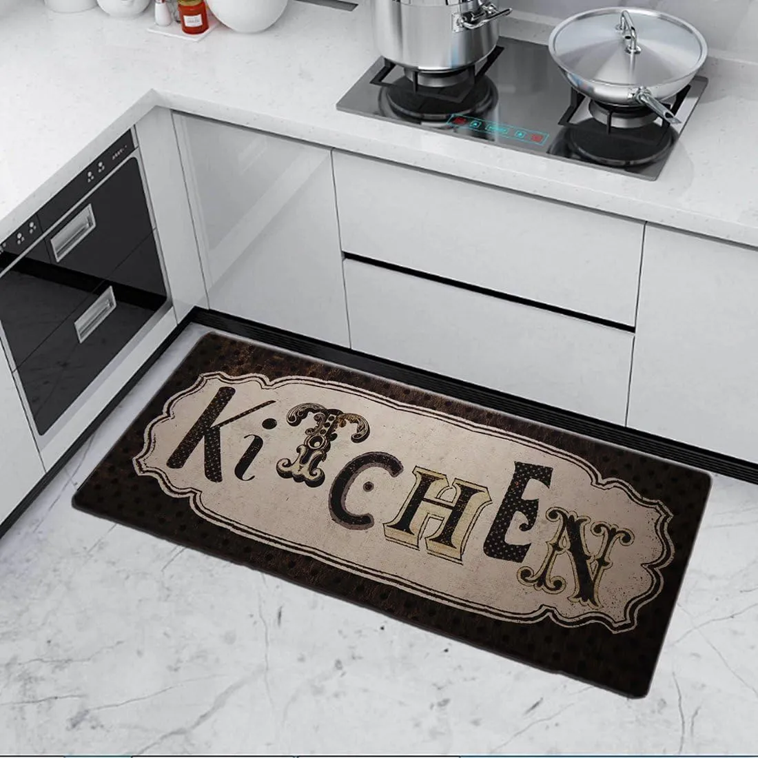 UKELER Kitchen Rug, Non-Slip Kitchen Floor Mat Waterproof Laundry Room Rug 48’'x20''