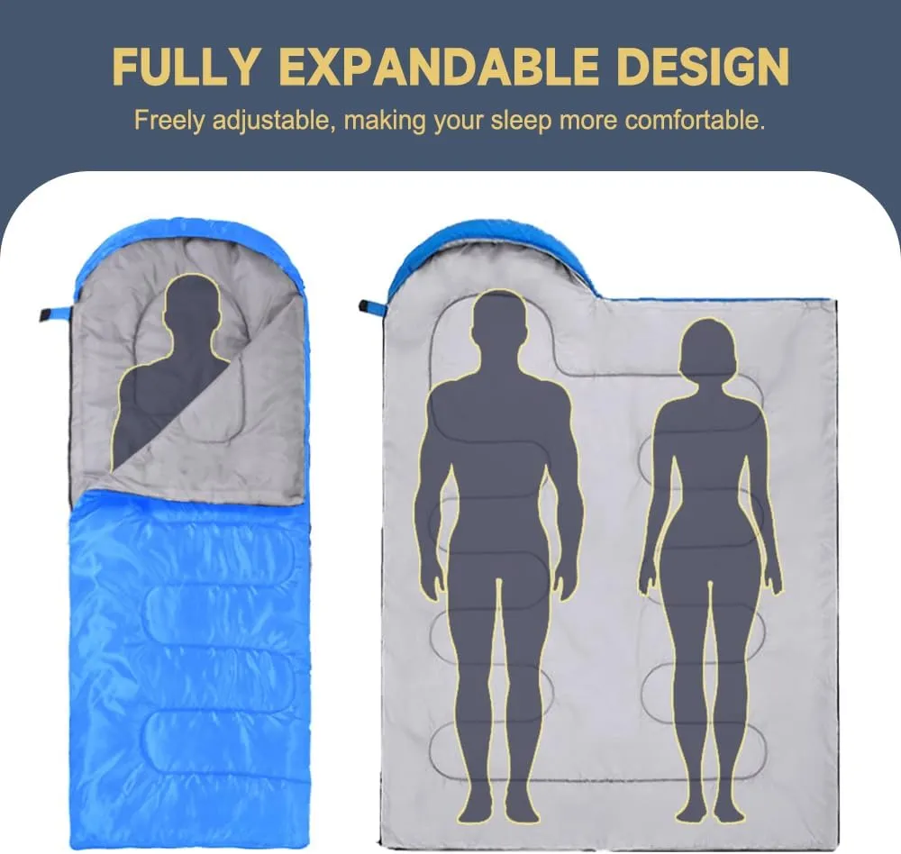 Ultra Light Sleeping Bag for Backpacking Compartment for Adults 170T 4 Seasons Hooded Travel Dirt-Proof Spacious and Comfortable Warm and Windproof