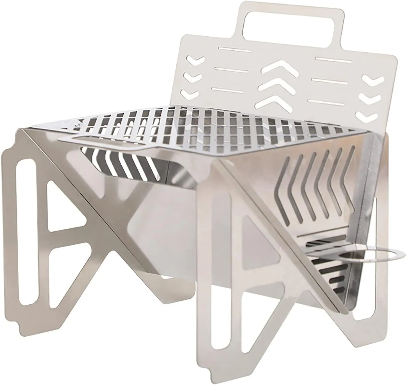 Ultra Lightweight Stainless Steel Wood Burning Stove, Foldable 4-Speed Adjustable Camping Stove for Cooking, Heating, Outdoor Survival, Backpacking