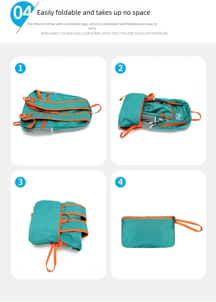 Ultralight foldable hiking backpack, waterproof travel backpack, multi-pocket design for outdoor camping hiking (orange)