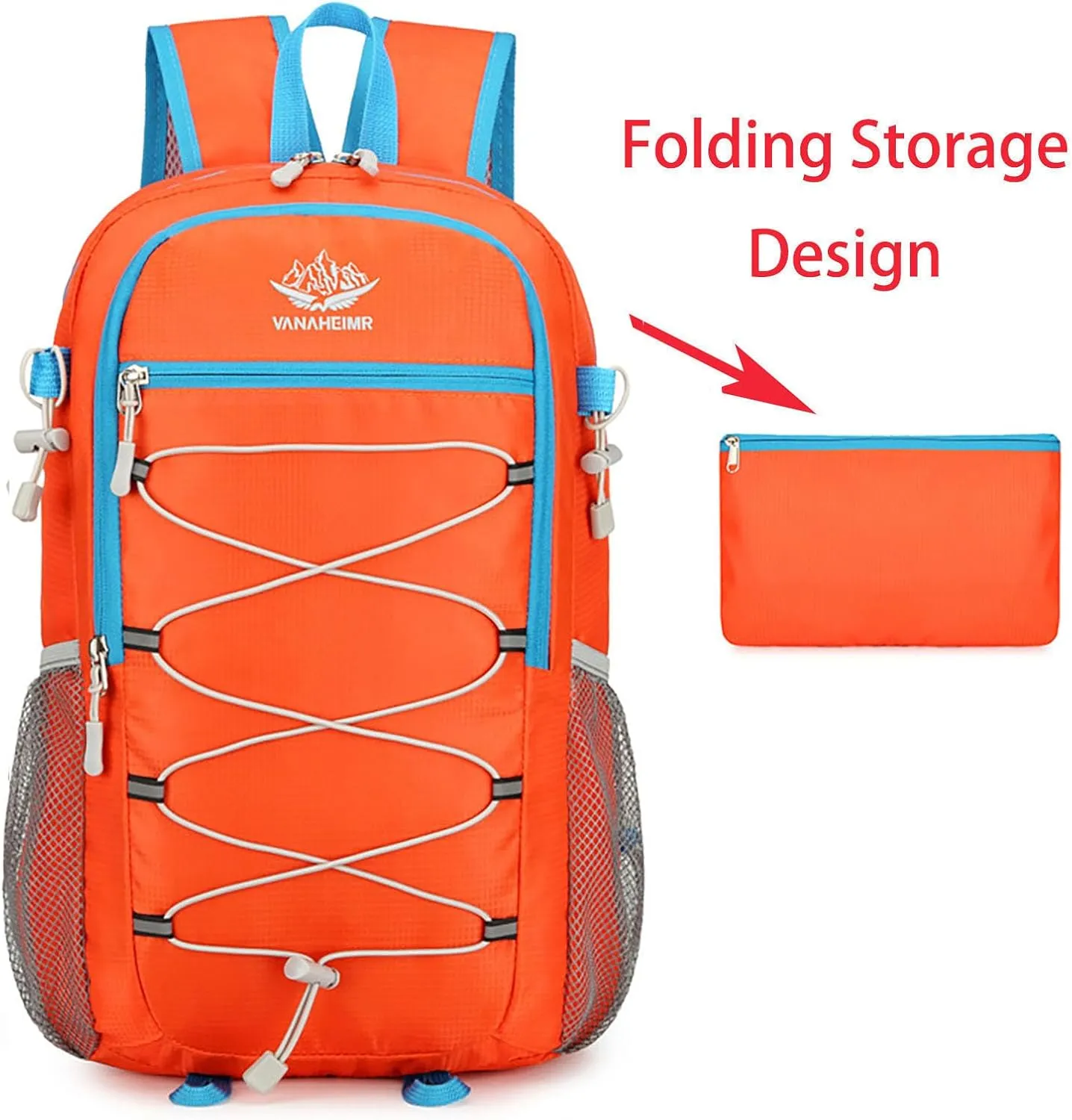 Ultralight Lightweight Large Capacity Packable Foldable Outdoor Travel Camping Hiking Backpack Rucksack (Orange)