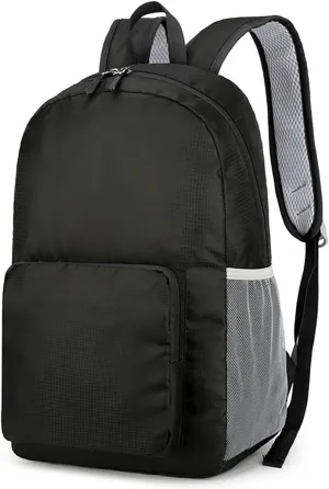 Ultralight Packable Backpack 16 Inch Waterproof Travel Daypack for Camping Hiking Outdoor (Black)