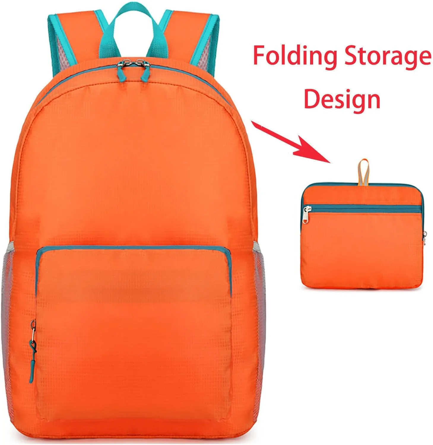 Ultralight Packable Backpack 16 Inch Waterproof Travel Daypack for Camping Hiking Outdoor (Orange)