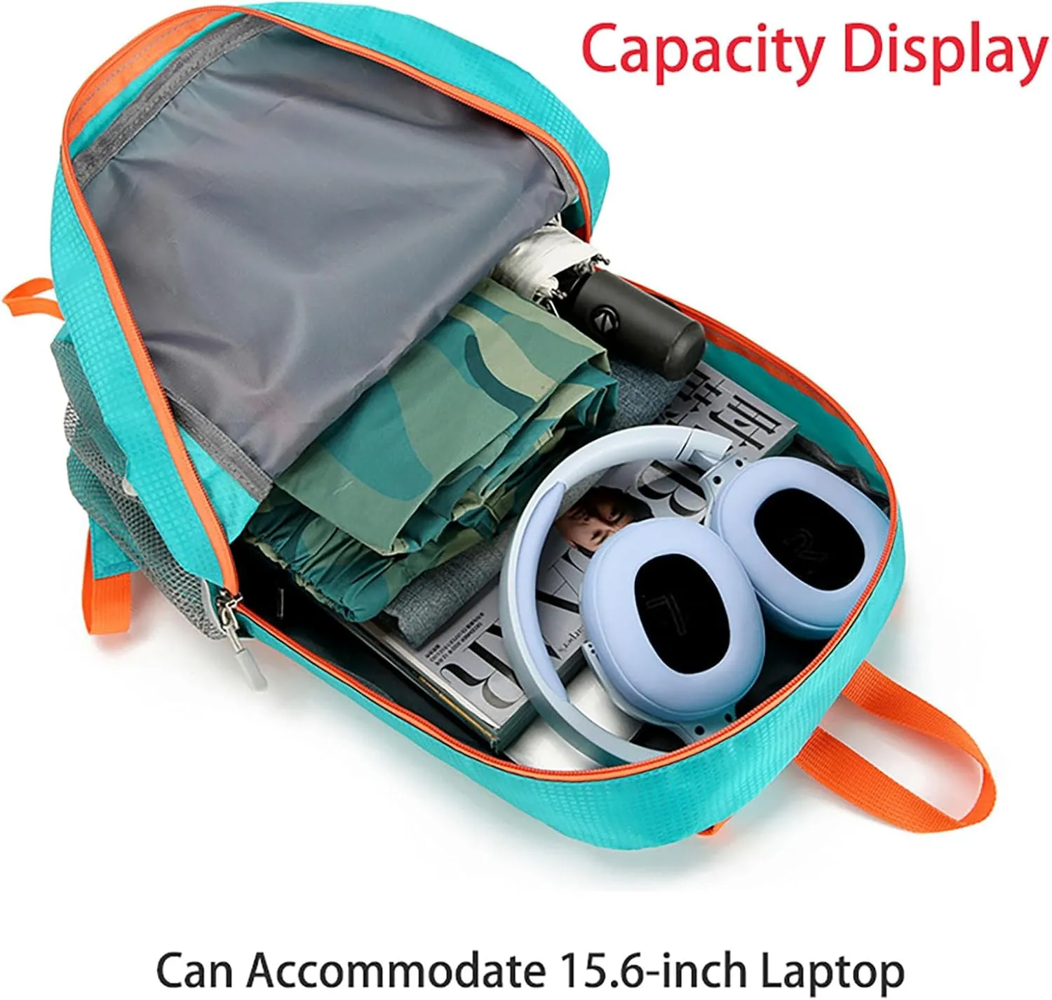 Ultralight Packable Travel Backpack for Camping & Hiking, 17-Inch Foldable Daypack with Large Capacity (Sky Blue)
