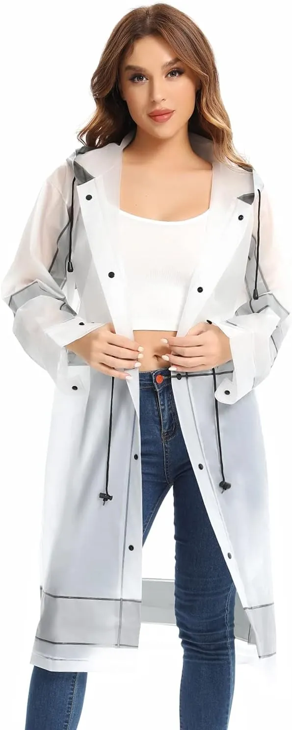UNIQUEBELLA EVA Raincoat Waterproof Rain Poncho Reusable Unisex for Women Long Rain Cape