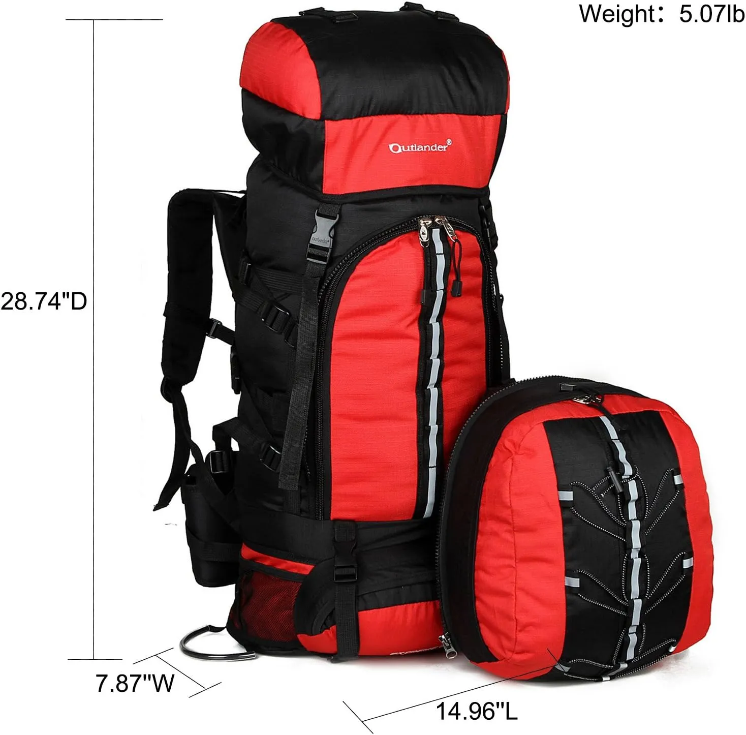 UNISTRENGH 80L Internal Frame Backpack Hiking Backpack Backpacking for Camping Mountaineering Fishing (80L Red)