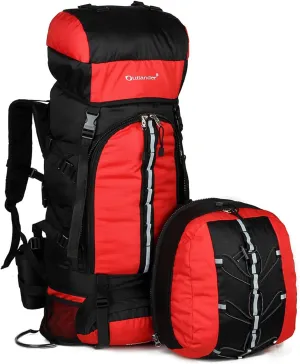 UNISTRENGH 80L Internal Frame Backpack Hiking Backpack Backpacking for Camping Mountaineering Fishing (80L Red)